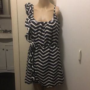 Womens Blue and White Stripe Tank ruffle shoulder sundress maxi chevron print